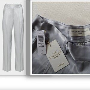 NWT Aritzia Babaton Silver / Chrome Grey Satin the Effortless Pant Satin Size 12